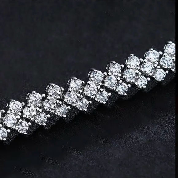 Elegant Moissanite Silver 9.1 carat Moissanite tennis bracelet, S925 3mm VVS1 - Picture 4 of 11